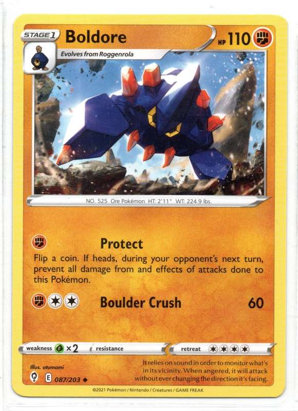 2021 Pokemon/Nintendo/Creatures/GAMEFREAK - Evolving Skies - Boldore 87/203 Uncommon