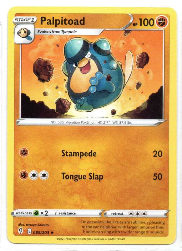 2021 Pokemon/Nintendo/Creatures/GAMEFREAK - Evolving Skies - Palpitoad 89/203 Uncommon