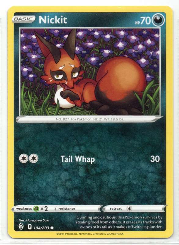 2021 Pokemon/Nintendo/Creatures/GAMEFREAK - Evolving Skies - Nickit 104/203 Common