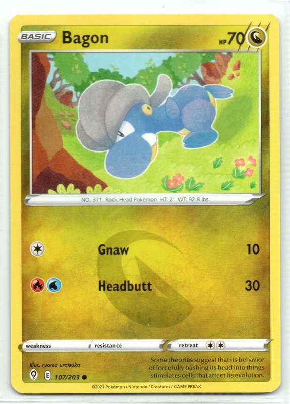2021 Pokemon/Nintendo/Creatures/GAMEFREAK - Evolving Skies - Bagon 107/203 Common