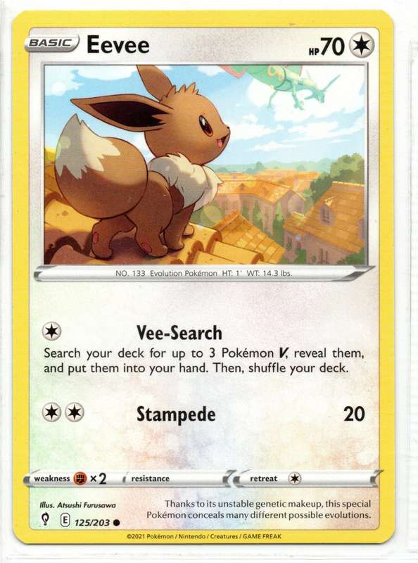 2021 Pokemon/Nintendo/Creatures/GAMEFREAK - Evolving Skies - Eevee 125/203 Common