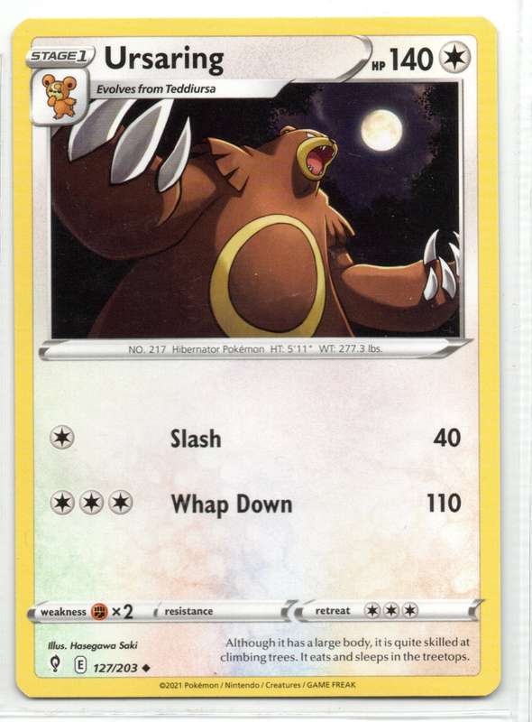2021 Pokemon/Nintendo/Creatures/GAMEFREAK - Evolving Skies - Ursaring 127/203 Uncommon