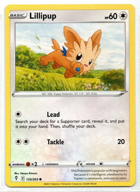 2021 Pokemon/Nintendo/Creatures/GAMEFREAK - Evolving Skies - Lillipup 133/203 Common