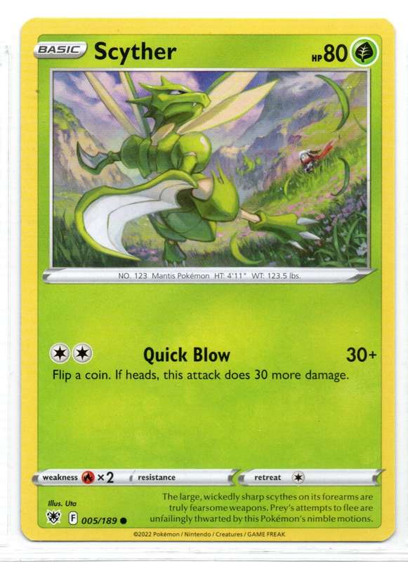 2022 Pokemon/nintendo/Creatures/GAMEFREAK - Astral Radiance Scyther 5/189 Common