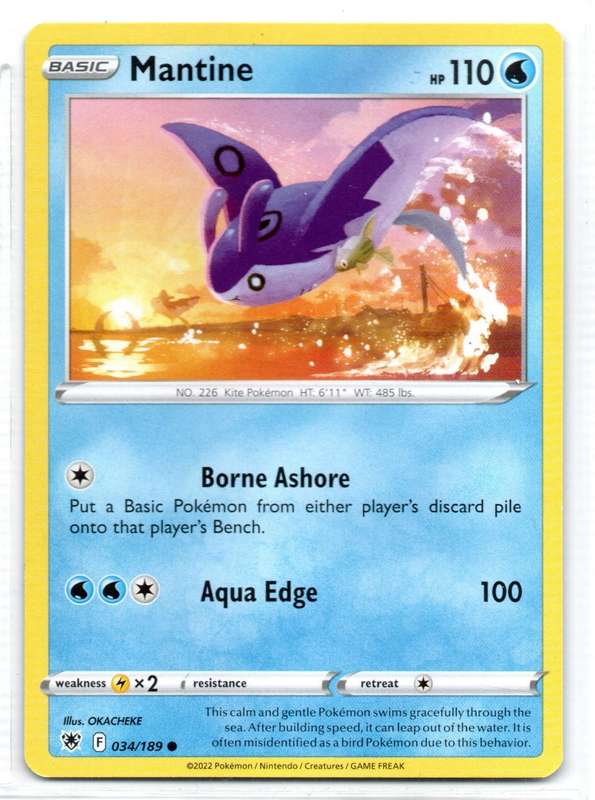 2022 Pokemon/nintendo/Creatures/GAMEFREAK - Astral Radiance Mantine 34/189 Common