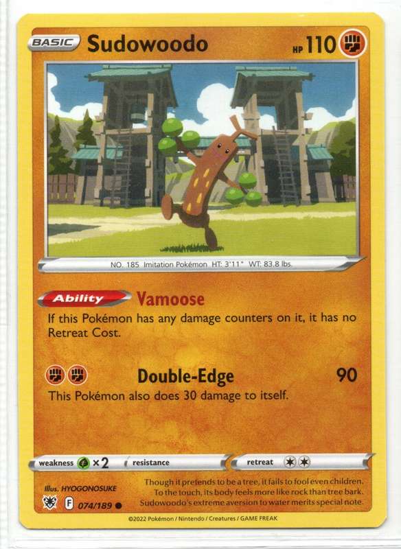 2022 Pokemon/nintendo/Creatures/GAMEFREAK - Astral Radiance Sudowoodo 74/189 Common