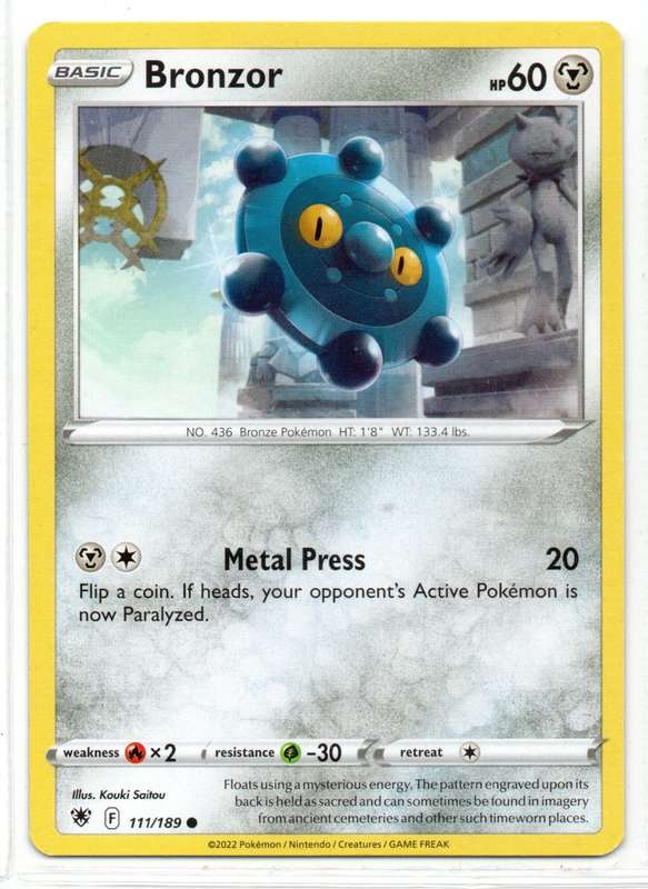 2022 Pokemon/nintendo/Creatures/GAMEFREAK - Astral Radiance Bronzor 111/189 Common