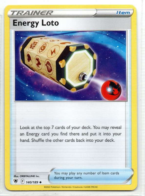 2022 Pokemon/nintendo/Creatures/GAMEFREAK - Astral Radiance Trainer Energy Loto 140/189 Uncommon
