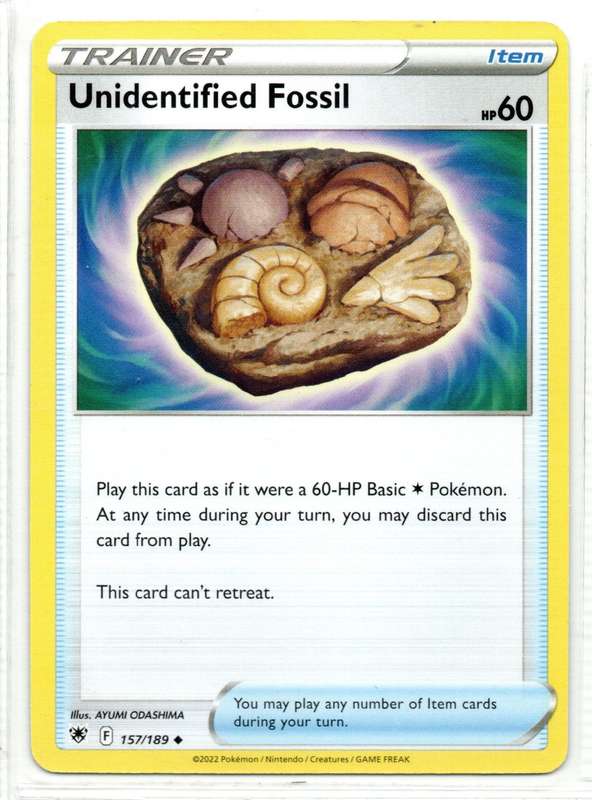 2022 Pokemon/nintendo/Creatures/GAMEFREAK - Astral Radiance Trainer Unidentified Fossil 165/189 Unco