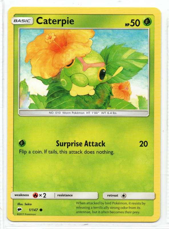 2017 Pokemon - Burning Shadows - Caterpie 1/147 Common