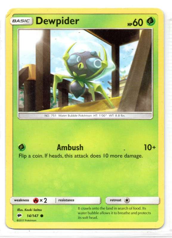 2017 Pokemon - Burning Shadows - Dewpider 14/147 Common
