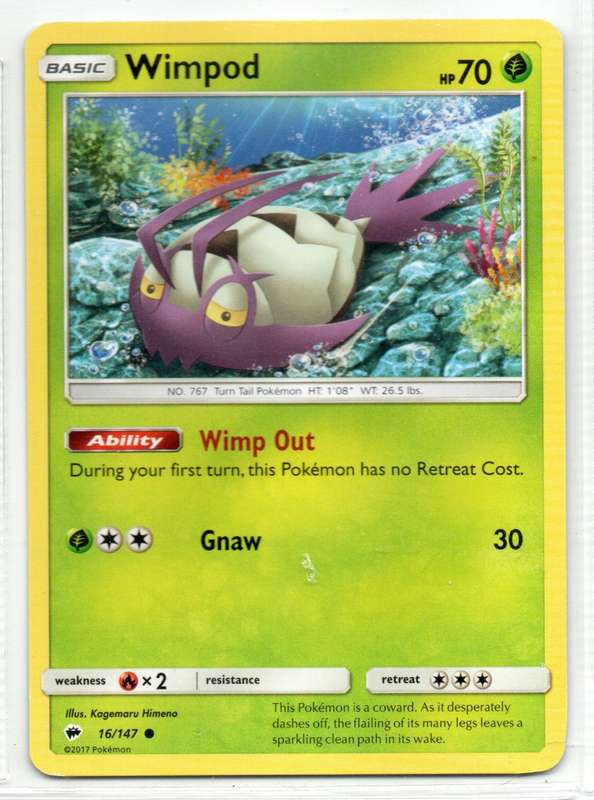 2017 Pokemon - Burning Shadows - Wimpod 16/147 Common