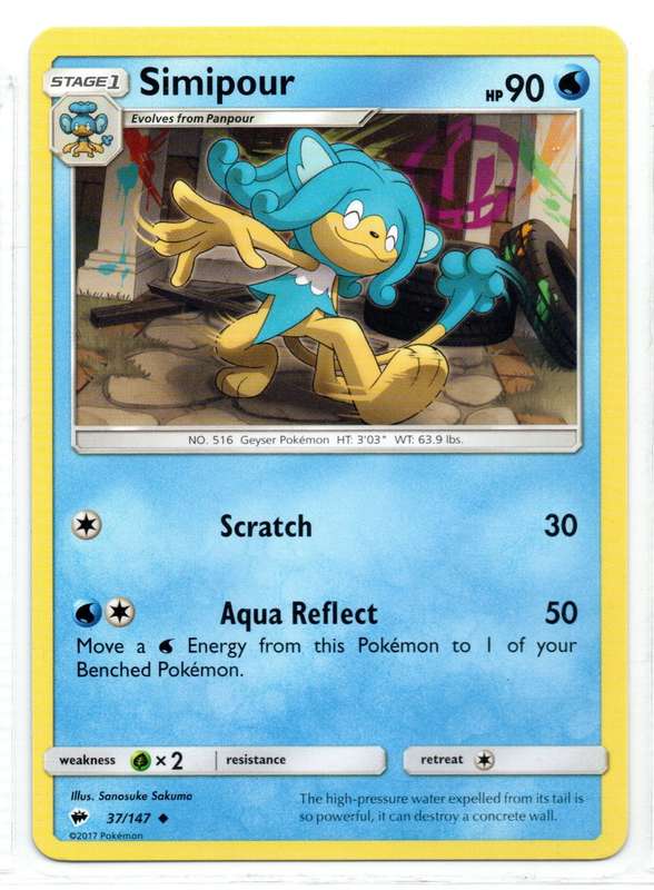 2017 Pokemon - Burning Shadows - Simipour 37/147 Uncommon