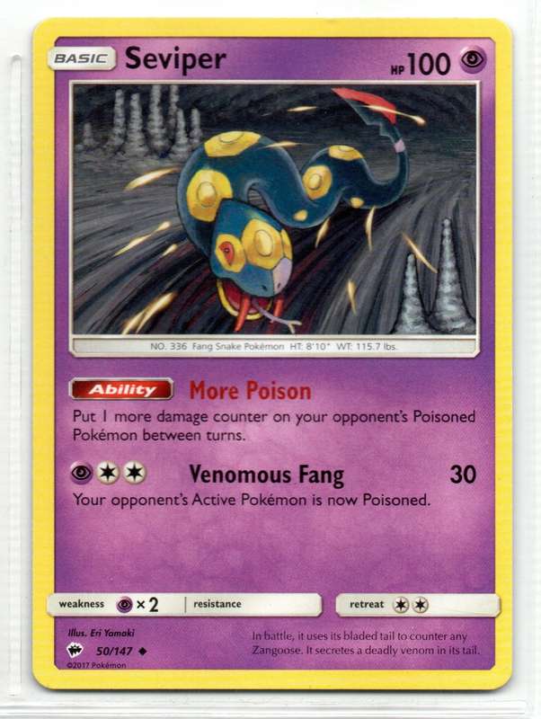 2017 Pokemon - Burning Shadows - Seviper 50/147 Uncommon