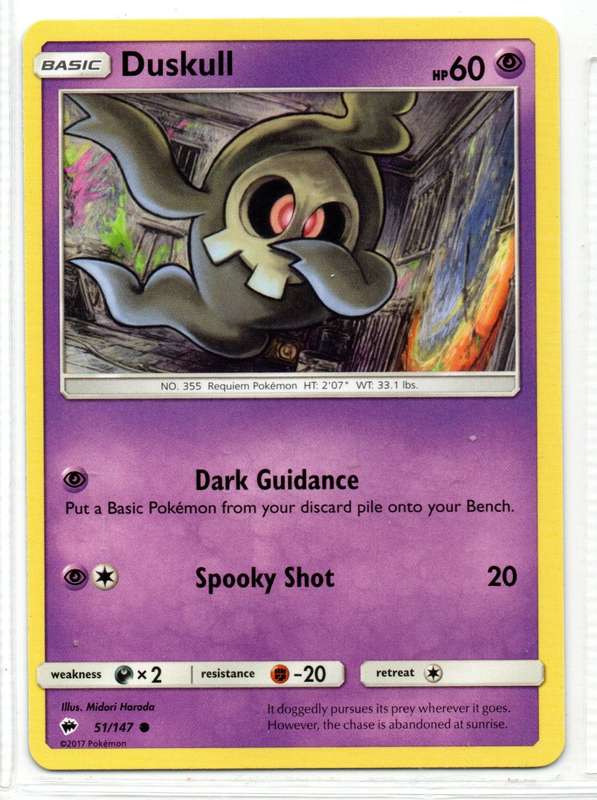 2017 Pokemon - Burning Shadows - Duskull 51/147 Common