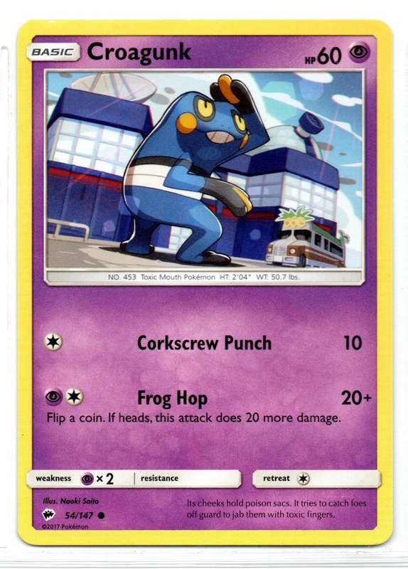 2017 Pokemon - Burning Shadows - Croagunk 54/147 Common