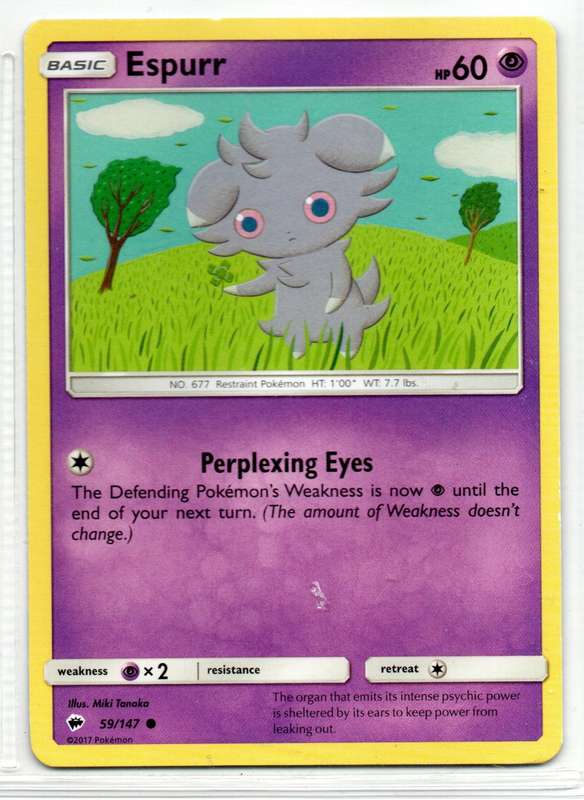 2017 Pokemon - Burning Shadows - Espurr 59/147 Common