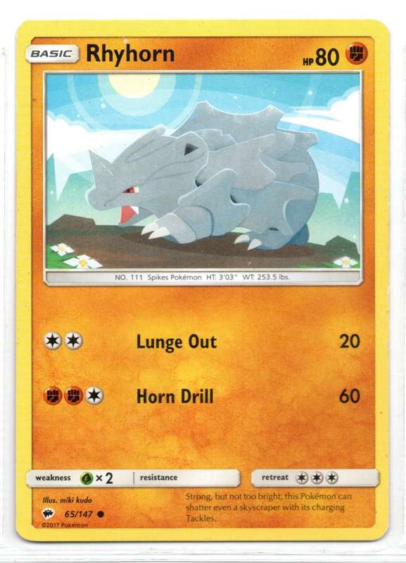 2017 Pokemon - Burning Shadows - Rhyhorn 65/147 Common