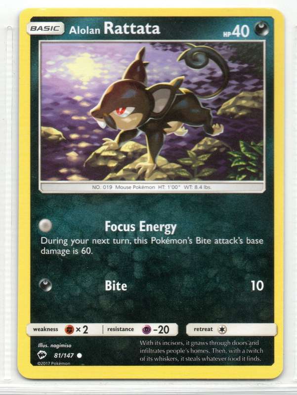 2017 Pokemon - Burning Shadows - Alolan Rattata 81/147 Common