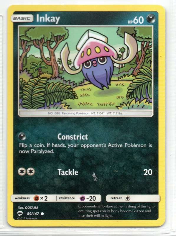 2017 Pokemon - Burning Shadows - Inkay 89/147 Common