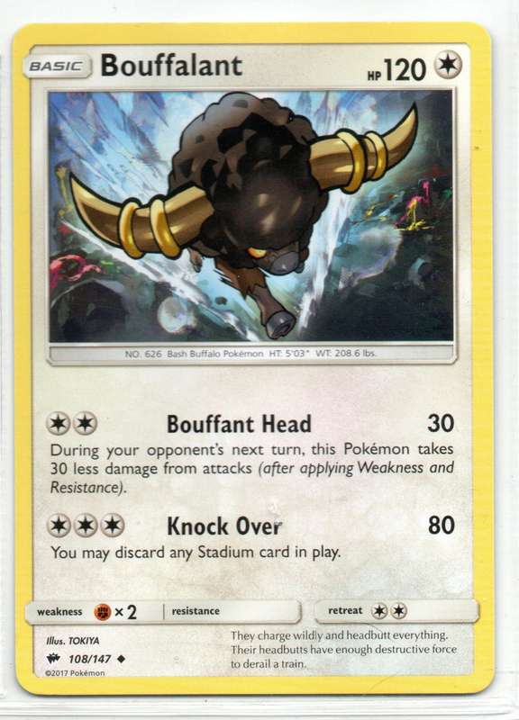 2017 Pokemon - Burning Shadows - Bouffalant 108/163 Uncommon