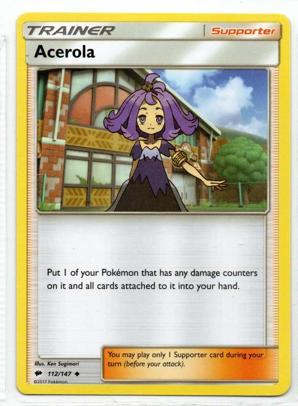 2017 Pokemon - Burning Shadows - Trainer Acerola 112/147 Uncommon