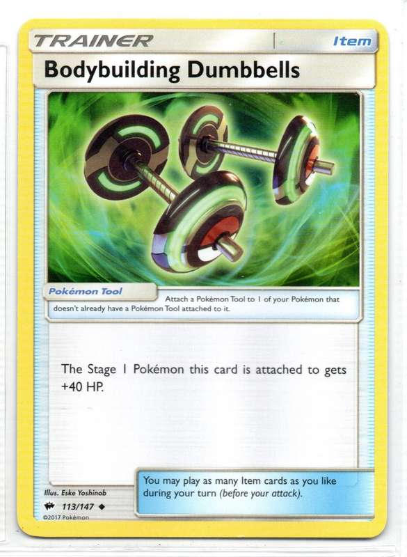 2017 Pokemon - Burning Shadows - Trainer Bodybuilding Dumbbells 113/147 Promo