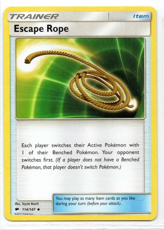 2017 Pokemon - Burning Shadows - Trainer Escape Rope 114/147 Uncommon