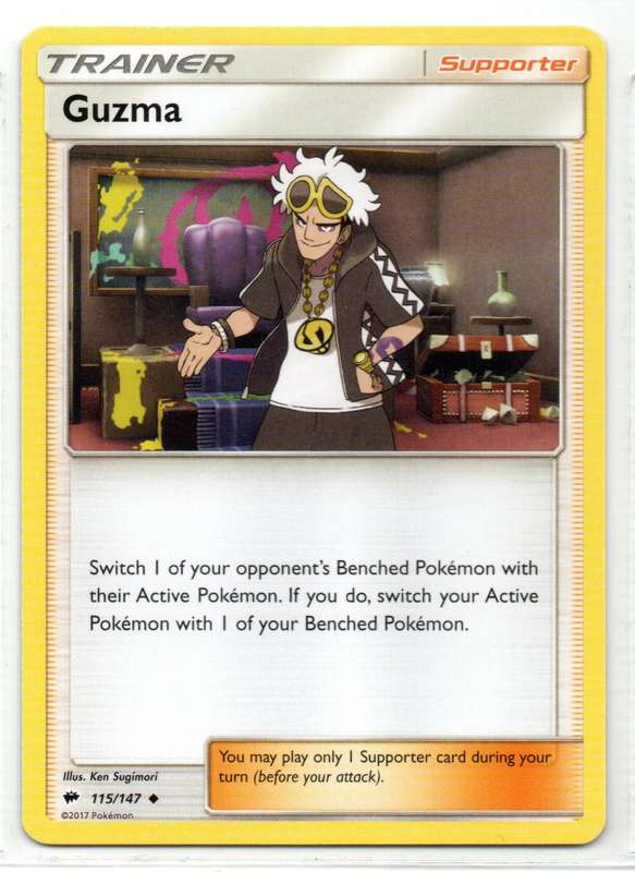 2017 Pokemon - Burning Shadows - Trainer Guzma 115/147 Uncommon