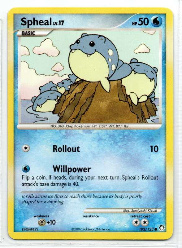 2007 Pokemon/Nintendo - Mysterious Treasures - Spheal 102/123 Common