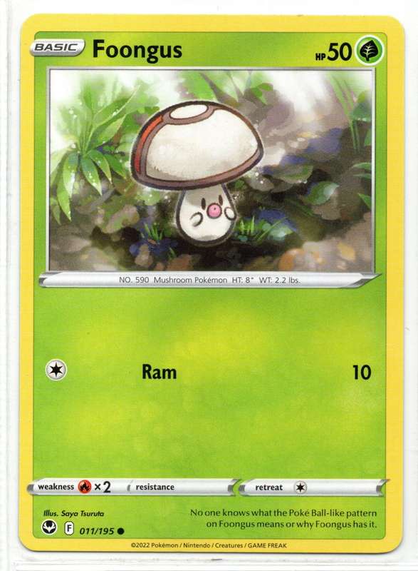 2022 Pokemon/Nintendo/Creatures/GAMEFREAK - Silver Tempest - Foongus 11/195 Common
