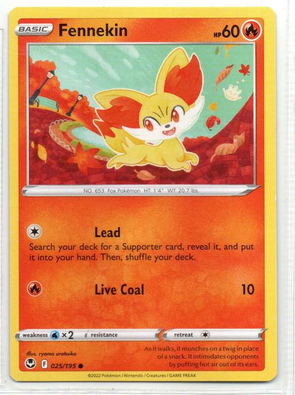 2022 Pokemon/Nintendo/Creatures/GAMEFREAK - Silver Tempest - Fennekin 25/195 Common
