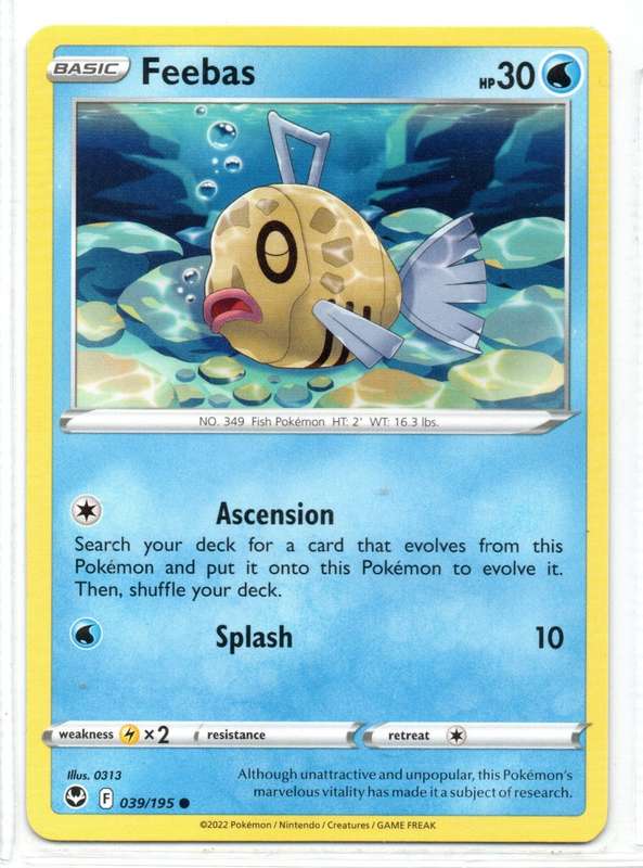 2022 Pokemon/Nintendo/Creatures/GAMEFREAK - Silver Tempest - Feebas 39/195 Common