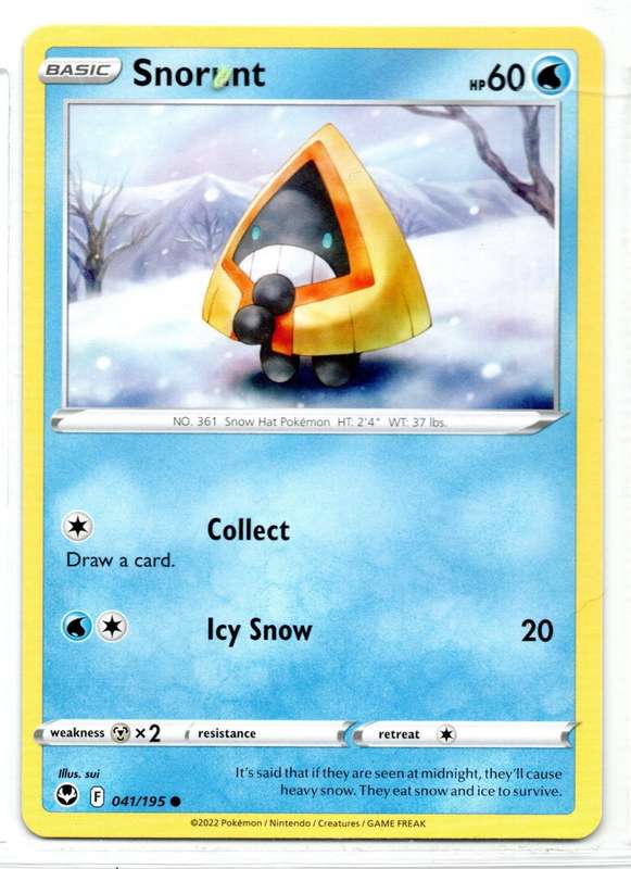 2022 Pokemon/Nintendo/Creatures/GAMEFREAK - Silver Tempest - Snorunt 41/195 Common