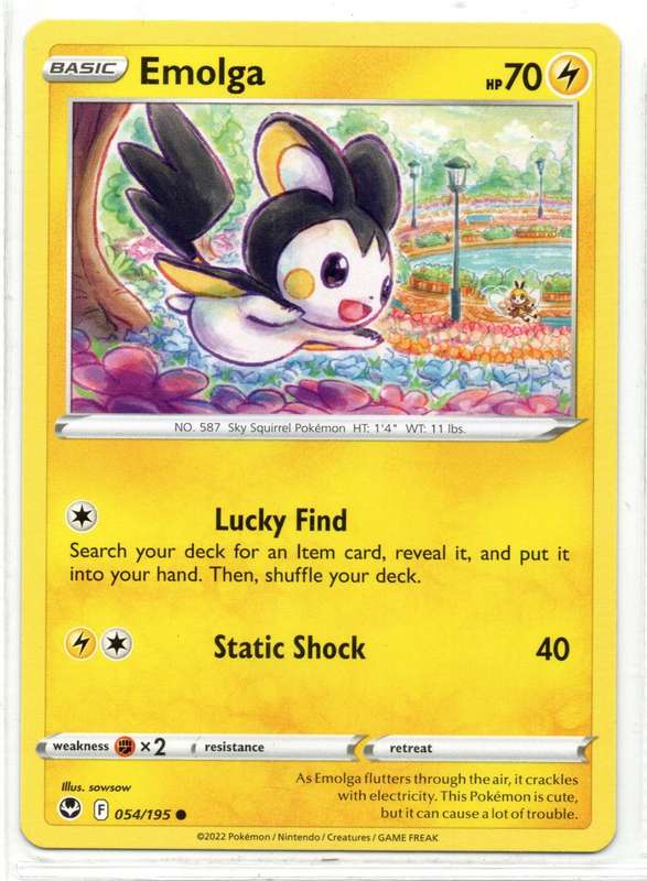 2022 Pokemon/Nintendo/Creatures/GAMEFREAK - Silver Tempest - Emolga 54/195 Common