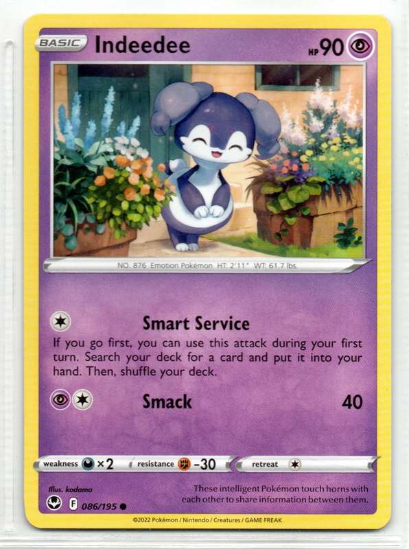 2022 Pokemon/Nintendo/Creatures/GAMEFREAK - Silver Tempest - Indeedee 86/195 Common