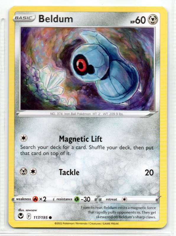 2022 Pokemon/Nintendo/Creatures/GAMEFREAK - Silver Tempest - Beldum 117/195 Common