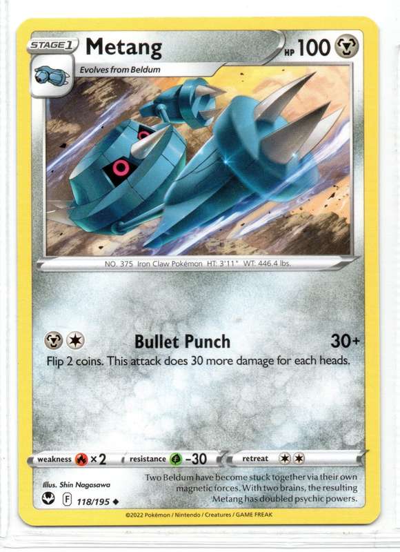 2022 Pokemon/Nintendo/Creatures/GAMEFREAK - Silver Tempest - Metang 118/195 Uncommon