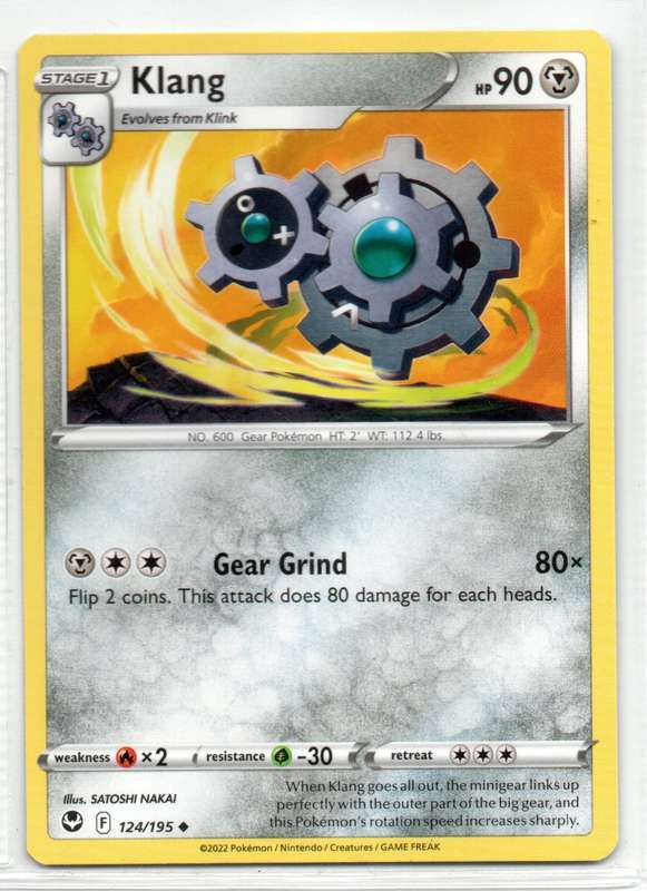2022 Pokemon/Nintendo/Creatures/GAMEFREAK - Silver Tempest - Klang 124/195 Uncommon