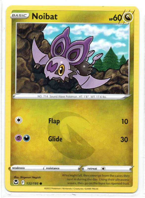 2022 Pokemon/Nintendo/Creatures/GAMEFREAK - Silver Tempest - Noibat 132/195 Common