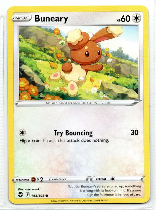 2022 Pokemon/Nintendo/Creatures/GAMEFREAK - Silver Tempest - Buneary 144/195 Common