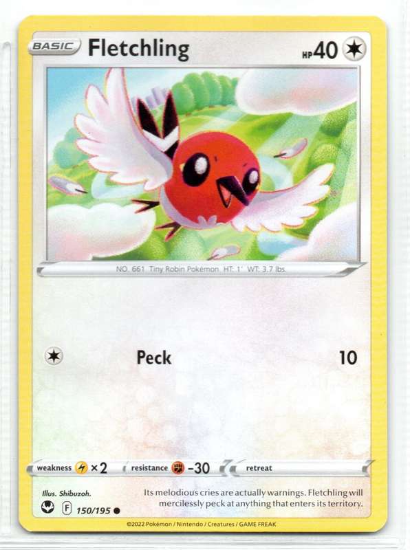 2022 Pokemon/Nintendo/Creatures/GAMEFREAK - Silver Tempest - Fletchling 150/195 Common