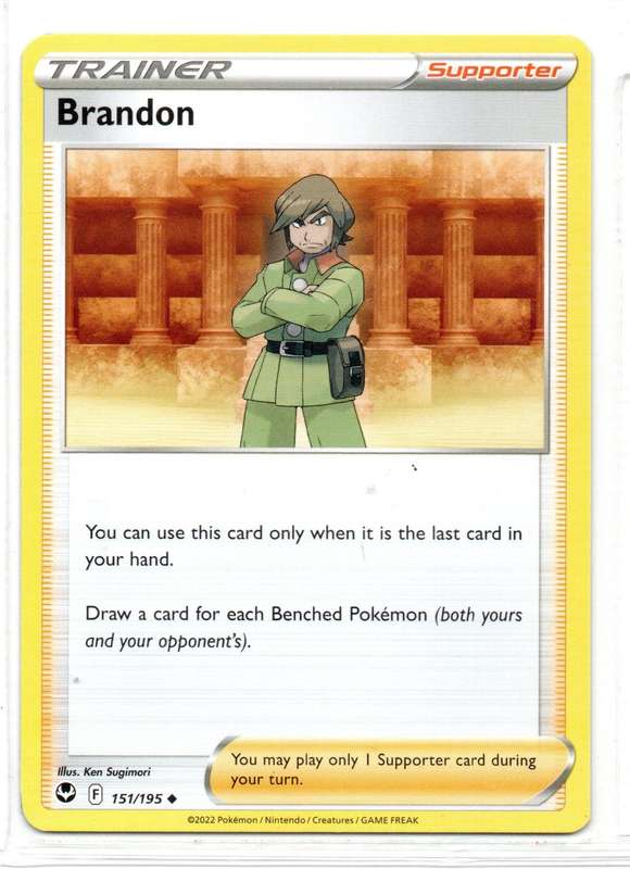 2022 Pokemon/Nintendo/Creatures/GAMEFREAK - Silver Tempest - Trainer Brandon 151/195 Uncommon