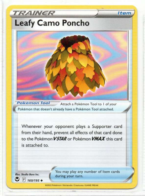 2022 Pokemon/Nintendo/Creatures/GAMEFREAK - Silver Tempest - Trainer Leafy Camo Poncho 160/195 Uncom