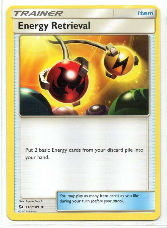 2017 Pokemon - SM Base Set - Trainer Energy Retrieval 116/149 Uncommon