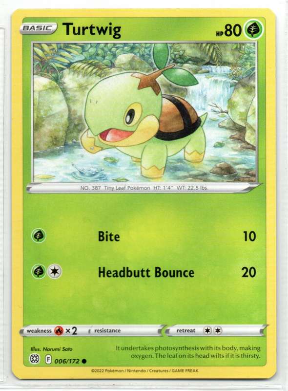 2022 Pokemon/Nintendo/Creatures/GAMEFREAK - Brilliant Stars - Turtwig 6/172 Common