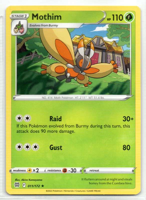 2022 Pokemon/Nintendo/Creatures/GAMEFREAK - Brilliant Stars - Mothim 11/172 Rare