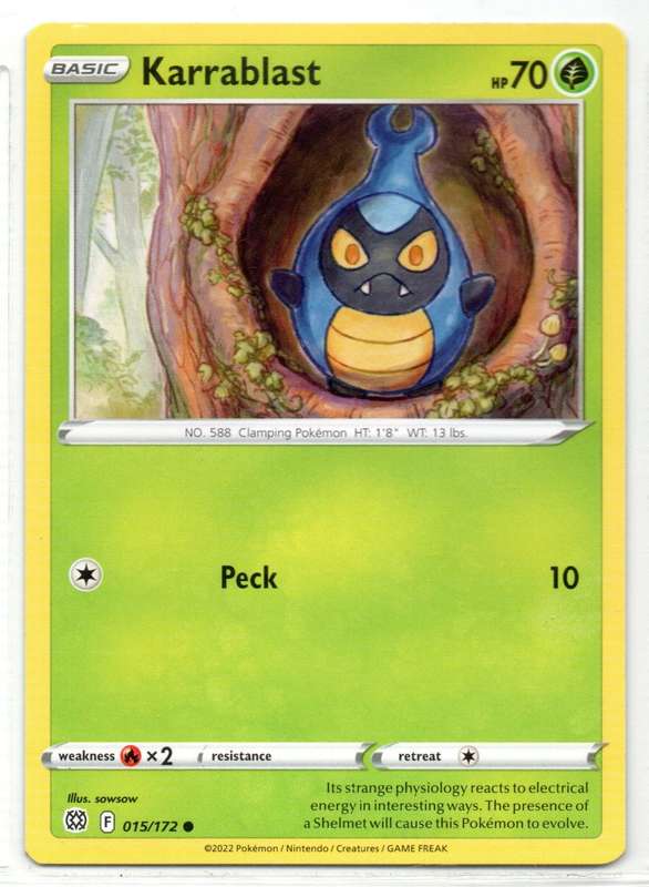 2022 Pokemon/Nintendo/Creatures/GAMEFREAK - Brilliant Stars - Karrablast 15/172 Common