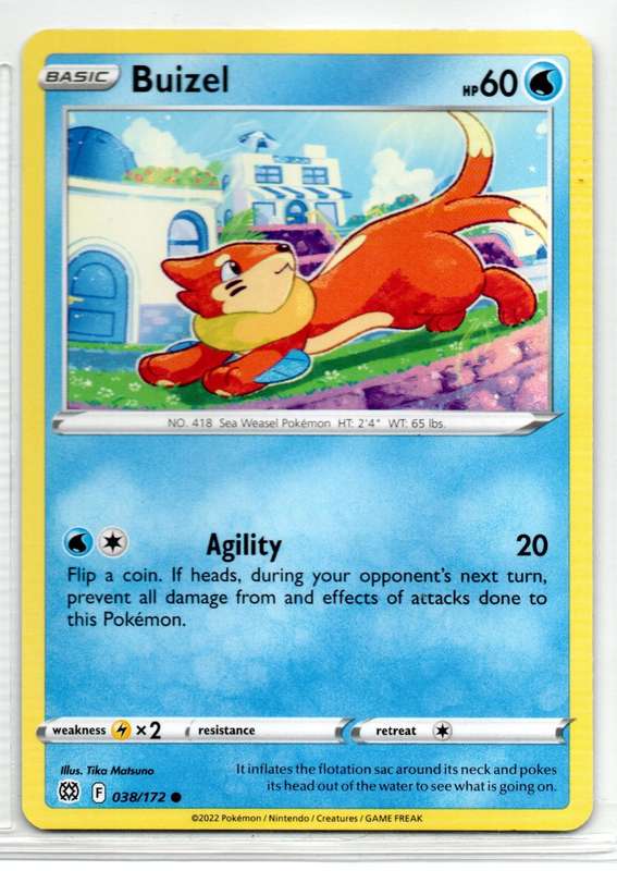 2022 Pokemon/Nintendo/Creatures/GAMEFREAK - Brilliant Stars - Buizel 38/172 Common