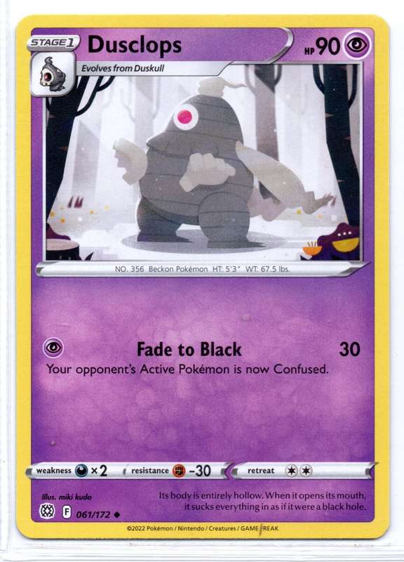2022 Pokemon/Nintendo/Creatures/GAMEFREAK - Brilliant Stars - Dusclops 61/172 Uncommon